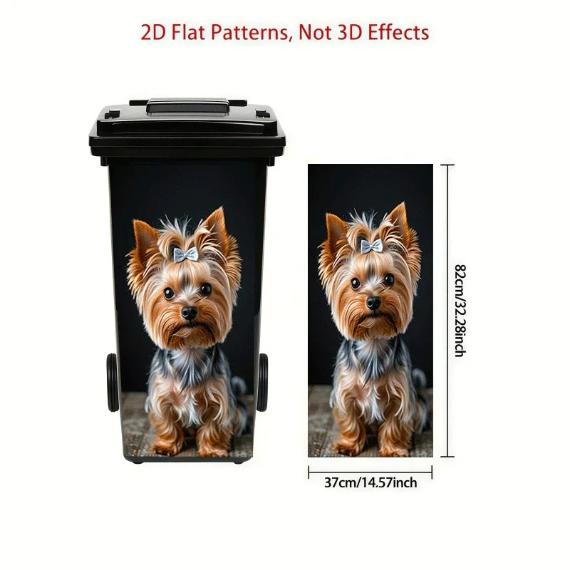1pc Yorkshire Terrier Dog Themed Trash Can Decal Wall Sticker, Ideal for Outdoor Trash Cans, Kitchen Walls, and Home Decor.
