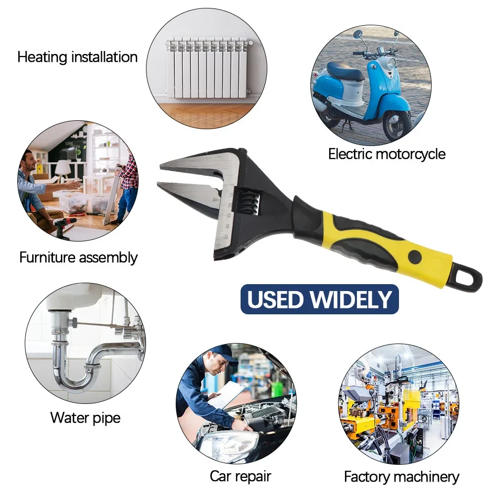 مفتاح ربط قابل للتعديل من الفولاذ المقاوم للصدأ مفتاح ربط عالمي للحمام كبير مفتوح عالي الجودة أداة إصلاح السباكة المنزلية #5