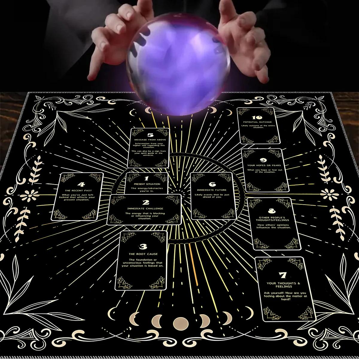 1 Stück Tarot-Tischdecke, keltisches Kreuz-Tarot-Tischdecke für Wahrsagereien, geheimnisvolle Tischdecke zur Altardekoration – Detail 14