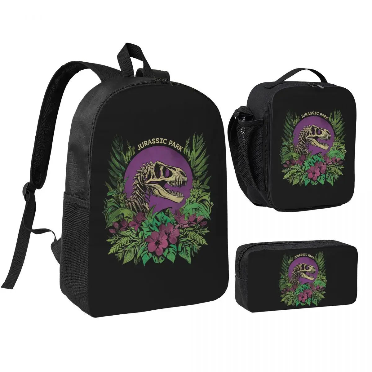 

Jurassic Park Backpack Student Boys Girls BookBag School Bag Laptop Shoulder Bags 3ps Insulated Lunch Bag Pencil Case
