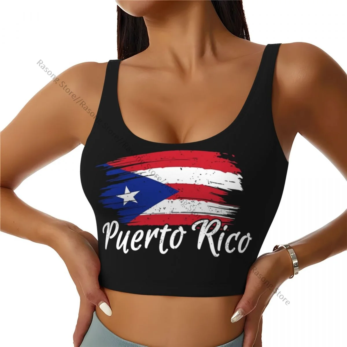 Women Sexy Sports Vest Puerto Rico Flag Female Streetwear Sport Lingerie Tee Crop Top