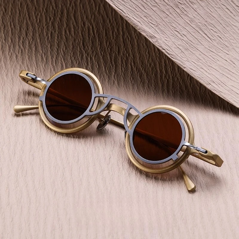 2026 Vintage Small Round Pure Titanium Sunglasses Men High End Magnetic Clip On Myopia Glasses Outdoor Driving Sports UV400 image 3