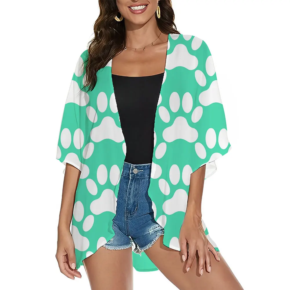 New Fashion Women's 3d Printed Kimono Cardigan Shirts Spring Summer Kimono Cover Up Top Half Sleeve Shirt Sexy Bikini Swimsuit