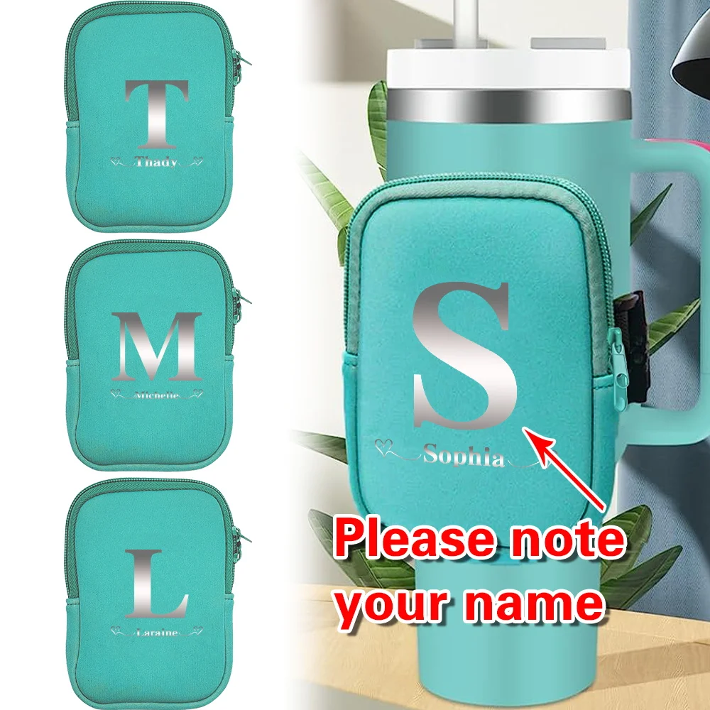 Personalized Customized Name Water Bottle Bag Gym Mobile Phone Bags Handheld Water Cup Pack Portable Id Cards Keys Wallet