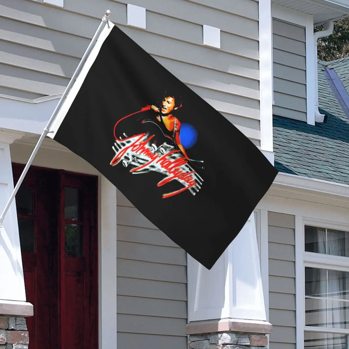 Johnny Hallyday Flag Double Sided Indoor Outdoor Banner Rock Music Polyester Home Room Dorm Wall Decor 90x150cm