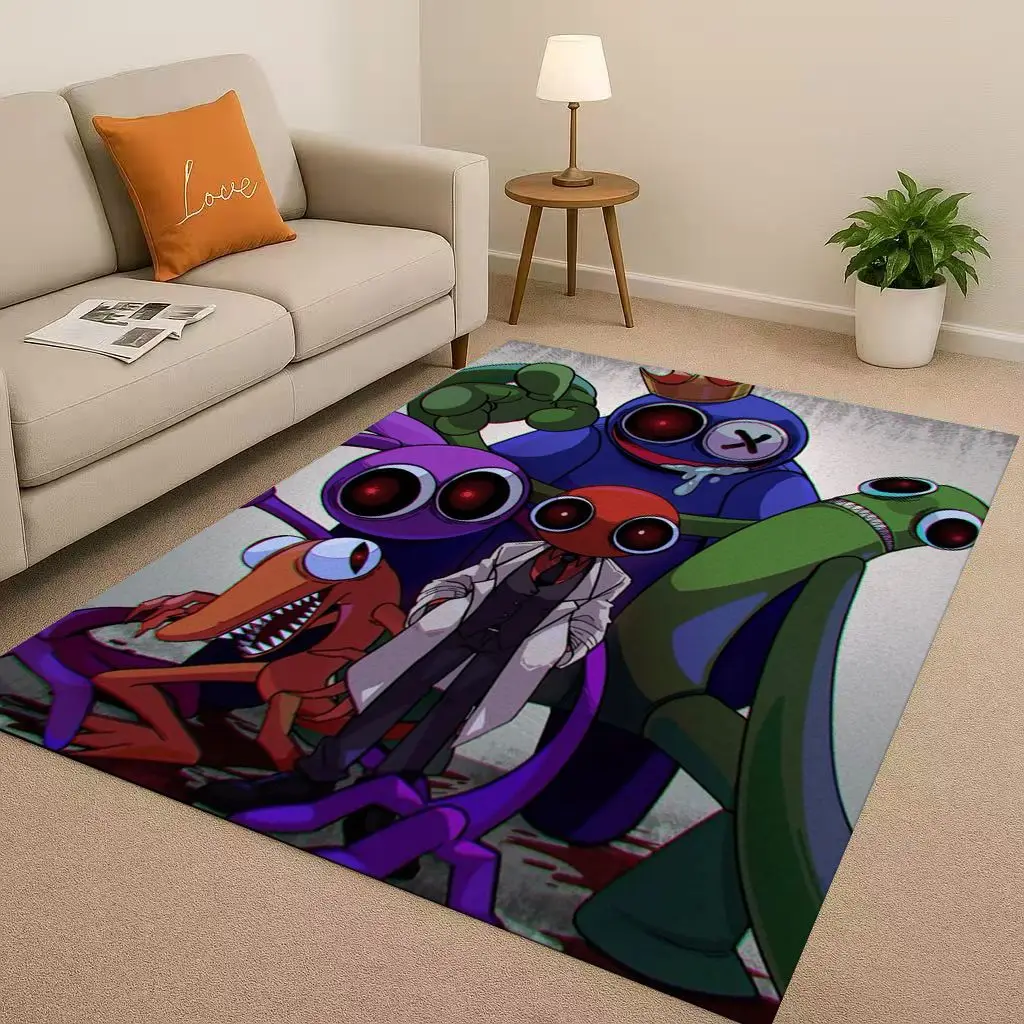 New R-Rainbow Friends Game Cartoon Living Room Non-Slip Area Rug Carpet for Bedroom Playroom Sofa,Easy Clean Home Decor Doormat