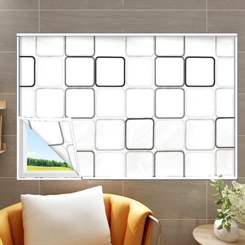 Winter Window Shrink Heat Insulation Film Indoor Windproof Warm Energy Saving Translucent Square Lattice Insulation Curtain