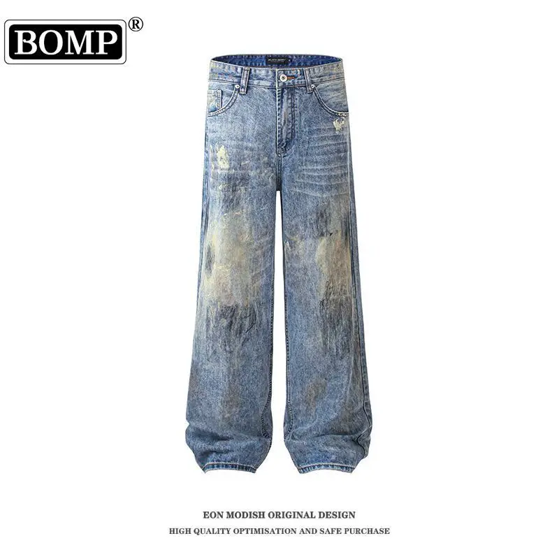 [BOMP] MODISH Men's Wear Autumn New Meichao High Street Doing Old, Washed, Personalized Cowboy Pants