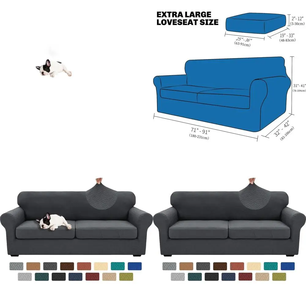 

XINEAGE 2025 темно-серые эластичные чехлы для диванов на 2 подушки XL, универсальный чехол на двухместное сиденье 71-91