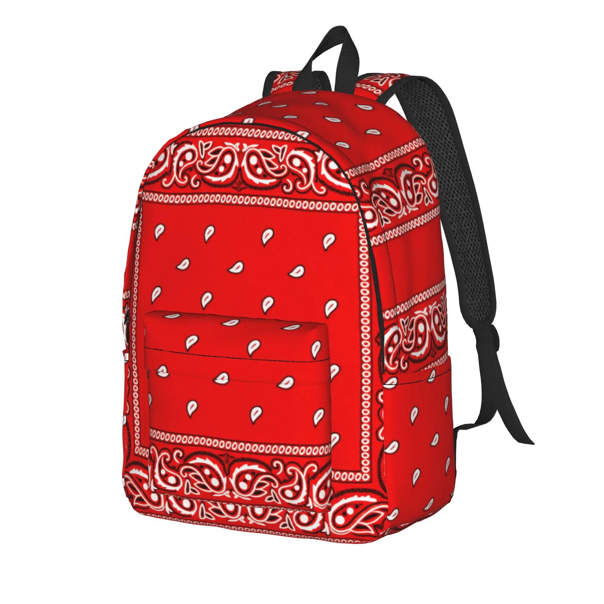 Red Paisley Bandana Backpack Men  Pattern Backpacks Polyester Pretty High School Bags Sport Custom Rucksack