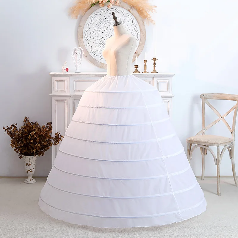 Mẫu Mới 8 Vòng Tròn Siêu Phồng Váy Cưới Crinoline Xương Cá Slip Dress Đầm Hiệu Suất Pannier Cô Dâu Lớn Tán