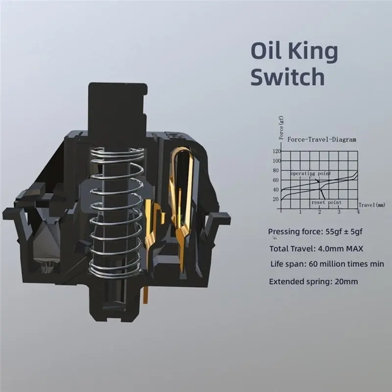 AY14 -35Pcs Oil King Pre Lubed 5Pin Linear Keyboard For MX Gaming Mechanical Keyboard Switch