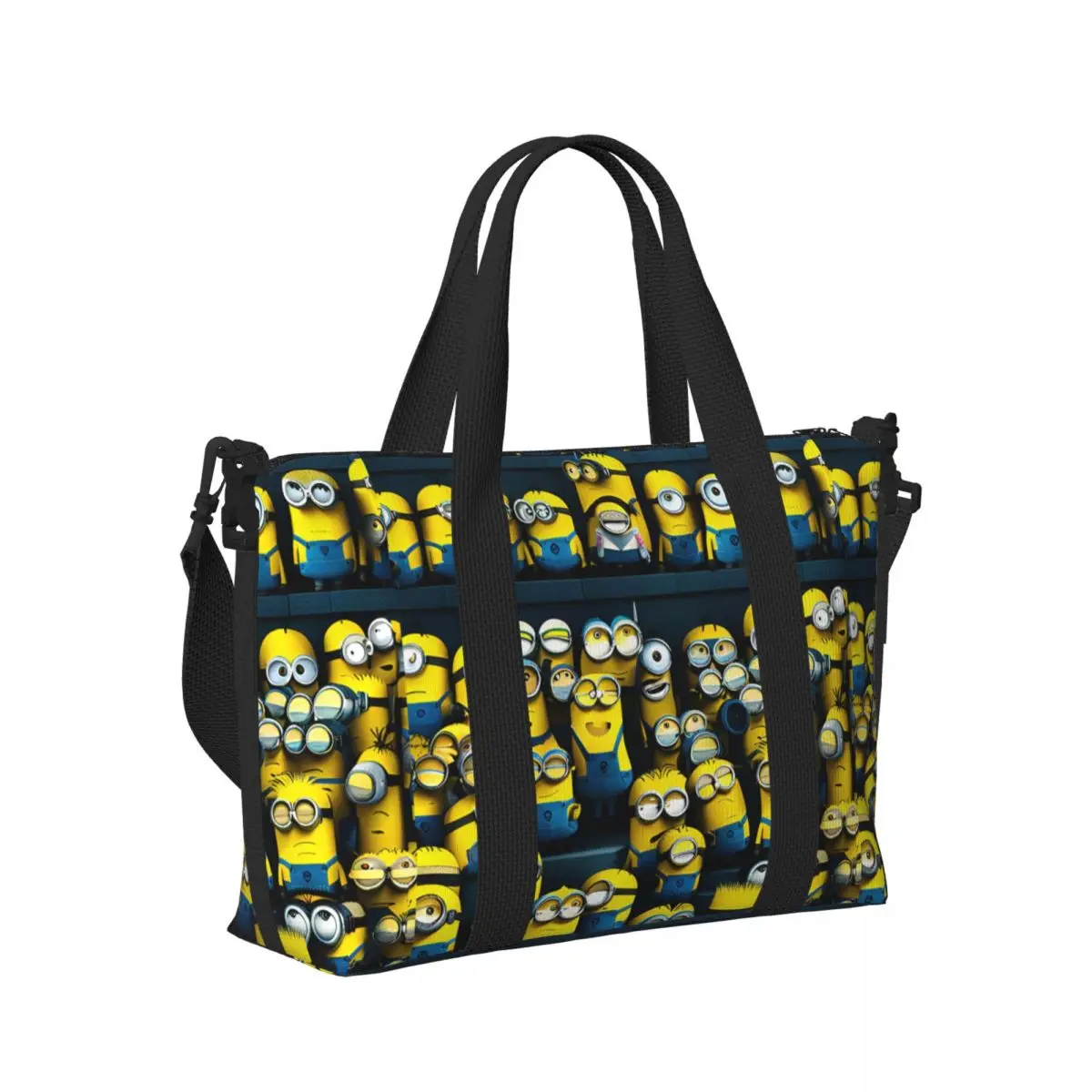 Custom Laughing M-Minions Cartoon Groceries Shopping Tote Bag Women Large Capacity Beach Gym Travel Bags