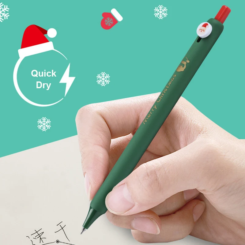 4 stks/pak Vrolijk Kerstfeest Gel Pennen Sets Viering Gift Leuke Gel Balpen Zwarte Refill Inkt Schrijven Pen School Supply Nieuw