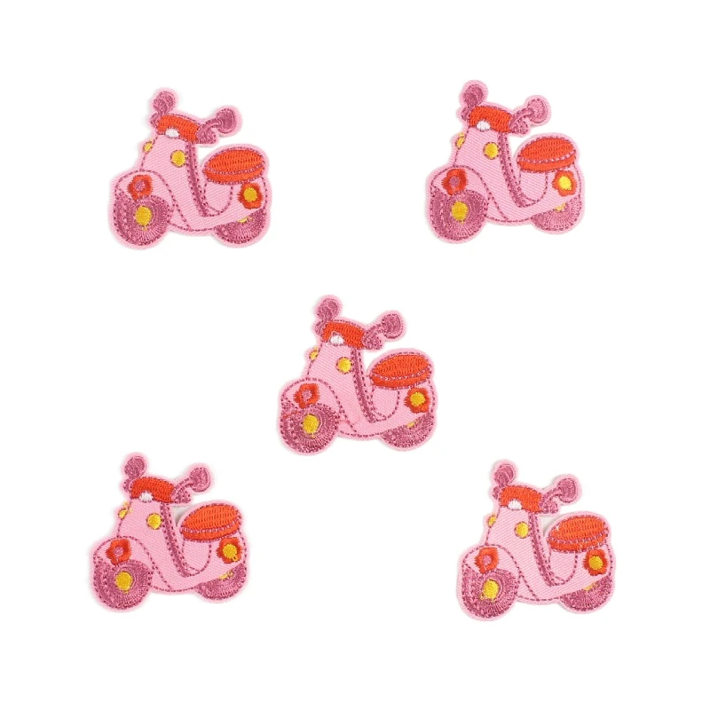 10pcs Cartoon Cute Motorcycle Patches DIY Girls Clothes Dress Shirts Appliqued Iron On Clothing Badge Transportation Stickers