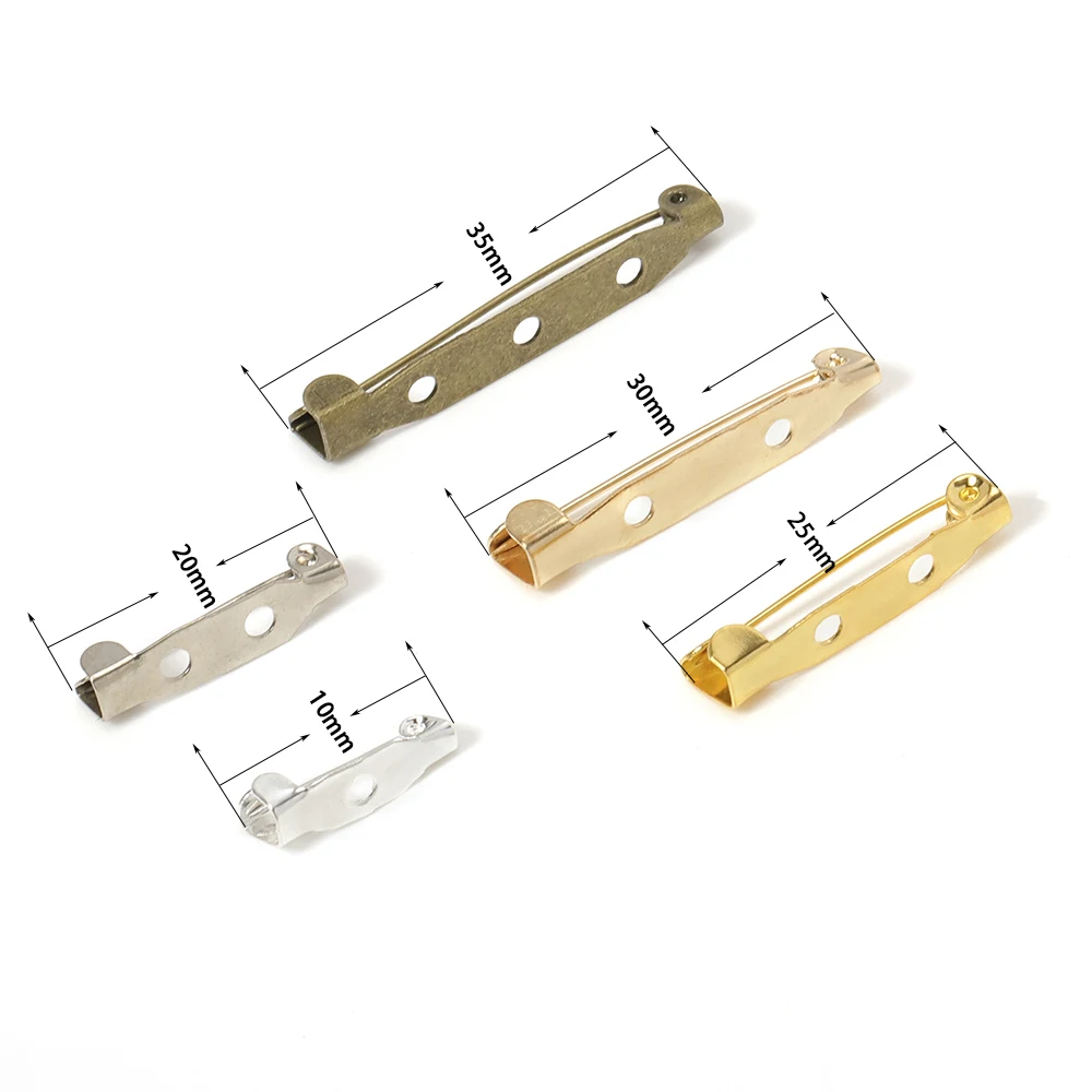 50pcs Metal Brooch Clip Base Pins Safety Pins Brooch Blank Settings Base 15 20 25 30 35mm For DIY Jewelry Making Brooch Supplies
