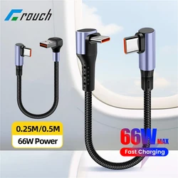 Double Elbow Short USB C Cable 66W USB C To Type C Fast Charging Cable Portable Power Bank Cable for iphone 15 16 Samsung Xiaomi