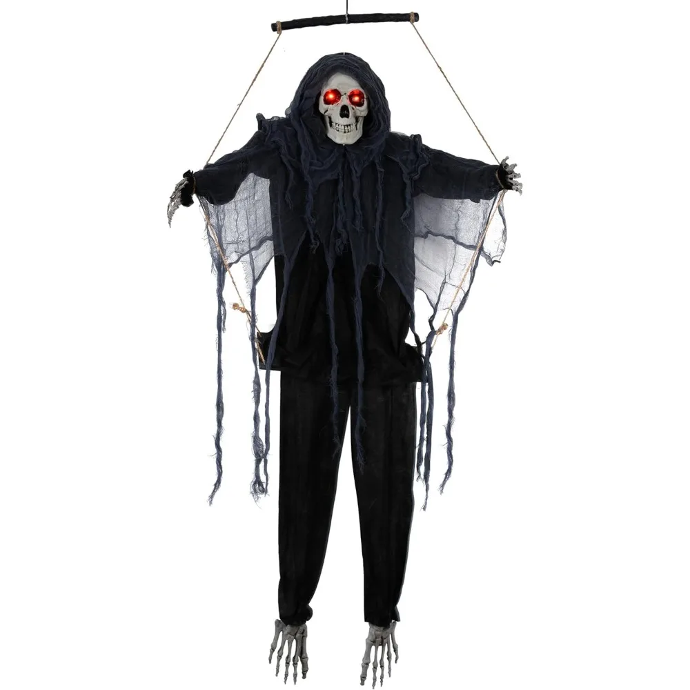 

Screaming Animated Halloween Decorations, Halloween Decor Prop with Motion Sensor, Scary Skull Cage Prisoner Haunted House Decor