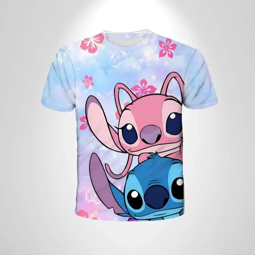 

Disney 3D Printed Cartoon Stitch Children's T-shirts Men‘s Women's Quick Dry Tees 2025 Summer Kid‘s Casual Short Sleeve Tops