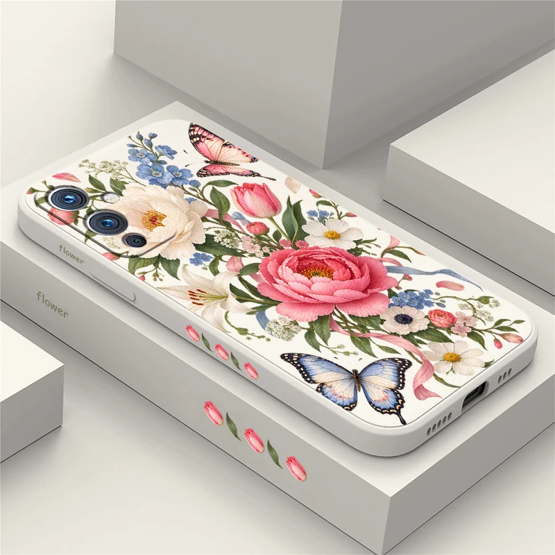 Flowers Butterflies Phone Case For OnePlus 9 Pro 9 8T Nord N20 Soft Silicone Drop Resistant Protective Cover carcasas