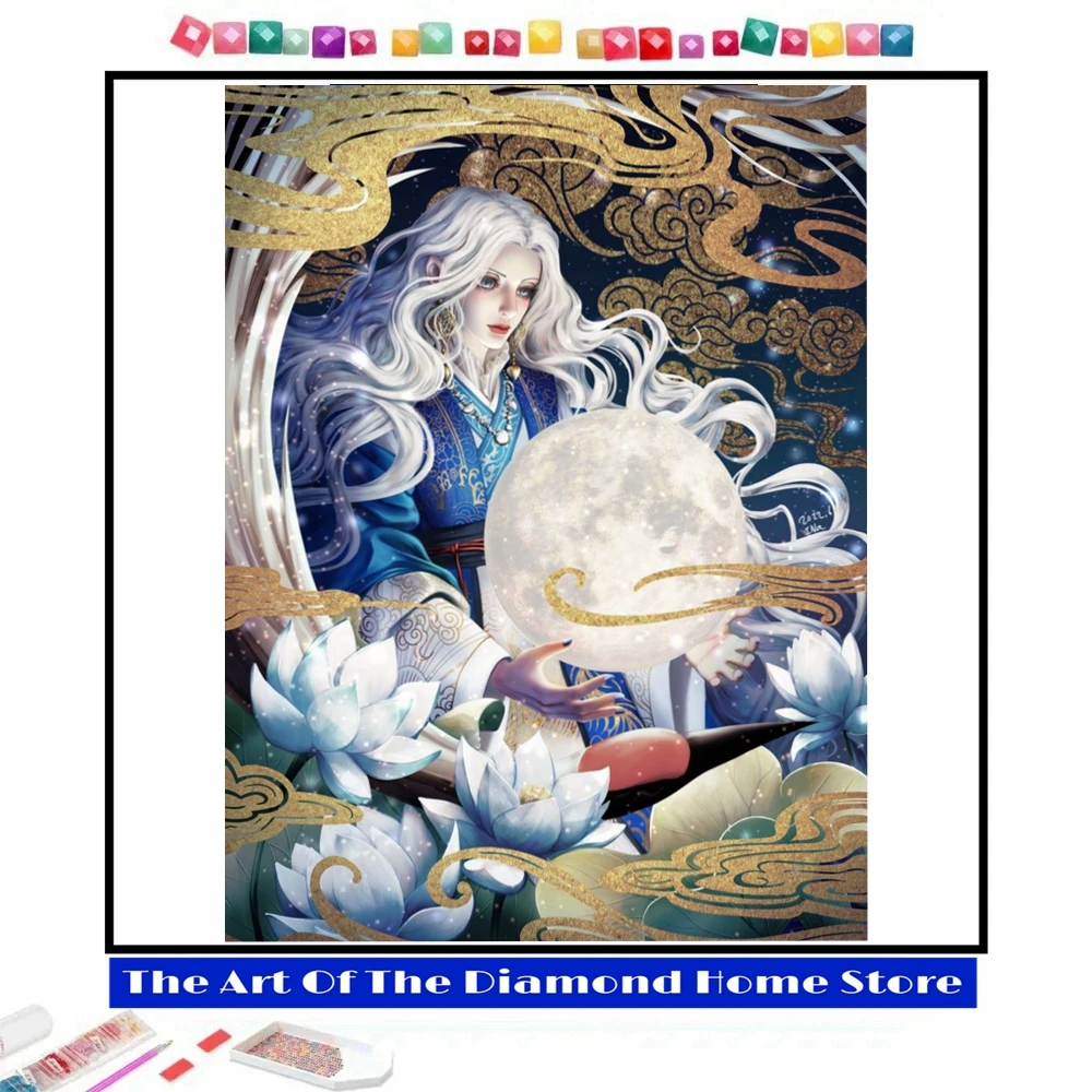 

Moon Goddess 5D DIY AB Diamond Painting Mosaic Fantasy Portrait Art Cross Stitch Rhinestones Embroidery Home Decor Gift