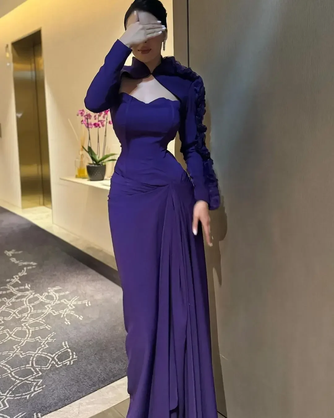 

Customized Elegant Long Sleeves Evening Dresses Saudi Arabia Prom Dresses Pleated Ankle Length Party Dresses vestidos de novia