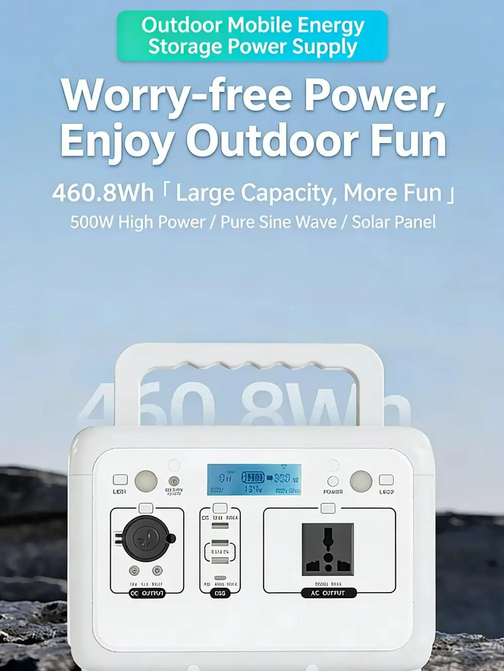 Przenośna stacja zasilania Gaiaray 500W 300W, 460.8WH 256WH, system ładowania baterii Lifepo4, generator solarny do kempingu, podróży, kamperów — 2