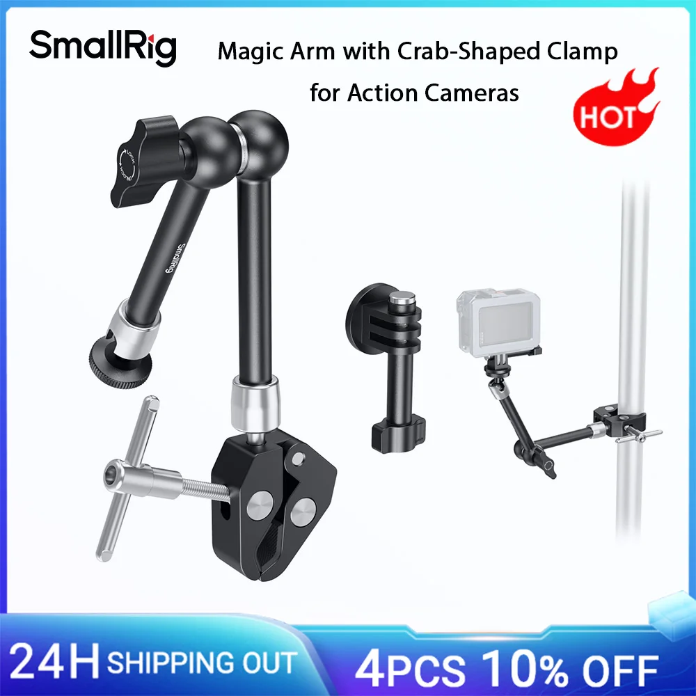 SmallRig Magic Arm с зажимом в форме краба для экшн-камер с защитой от поворота для GoPro HERO для DJI OSMO для Insta360 с винтом 1/4 дюйма-20