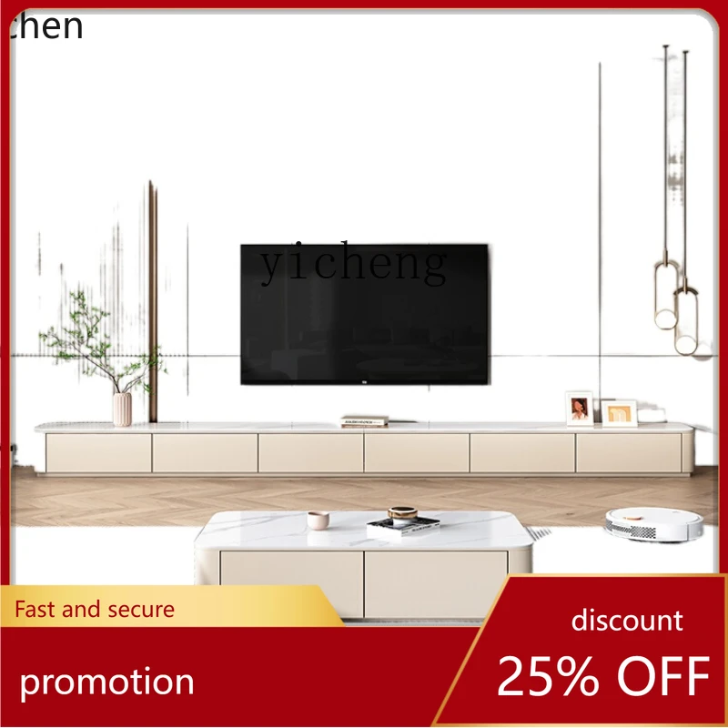 YFY  Solid Wood Stone Plate Floor TV Cabinet Light Luxury High-Grade Floor Cabinet Modern New Deck