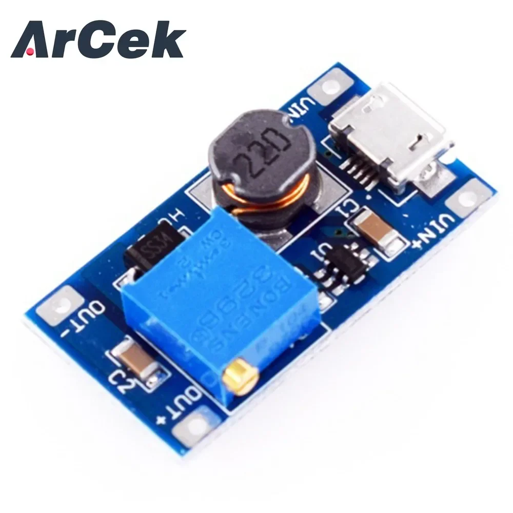 

10PCS MT3608 DC-DC Adjustable Boost Module 2A Boost Plate Step Up Module With Micro USB LM2577 Replace XL6009