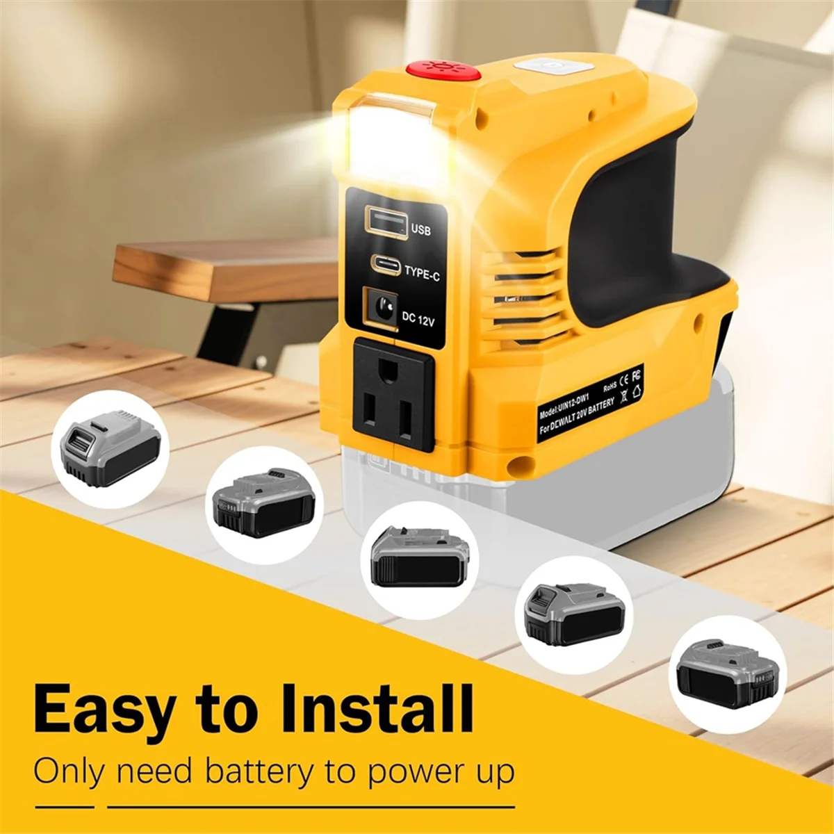 A002 Inverter Daya 180W untuk Baterai 20V, Konversi Catu Daya - Stopkontak Bertenaga Baterai DC 20V Ke 110V-120V Colokan AS