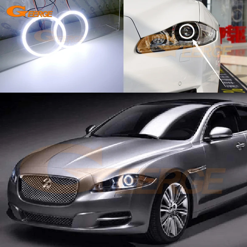 

For Jaguar XJ XJR X351 2009 2010 2011 2012 2013 2014 2015 XENON HEADLIGHT Ultra Bright COB Led Angel Eyes Kit Halo Rings