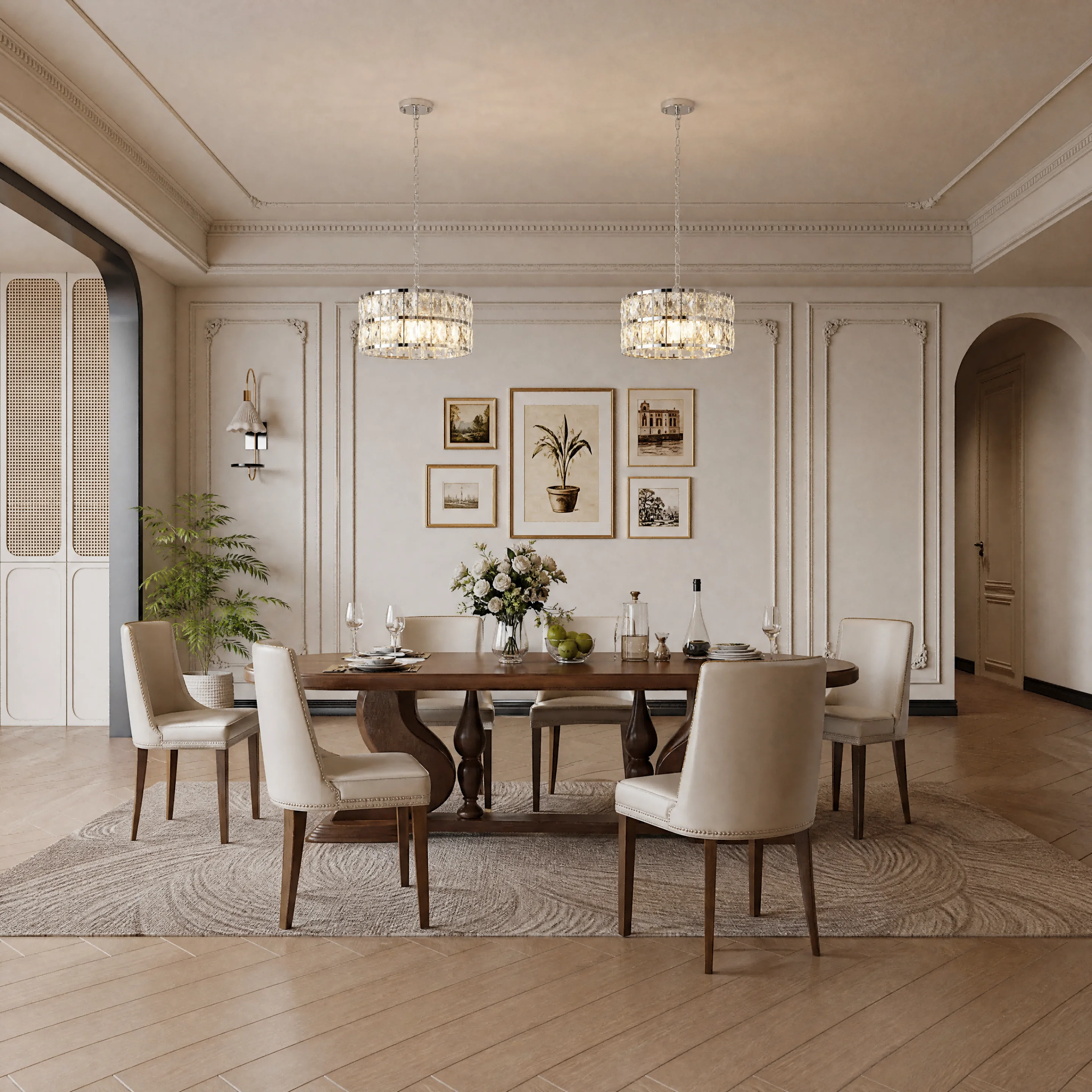 Moderne, luxuriöse Deckenleuchte aus Chrom mit Kristall, dimmbare, halbflächenmontierte, runde Pendelleuchte mit K9-Kristallen und verstellbarer Höhe, G9-Sockel, einfache Montage, Hängeleuchte für Kücheninsel, Esszimmer, Wohnzimmer, Schlafzimmer, Flur, Eingangsbereich, Badezimmer. – Detail 10