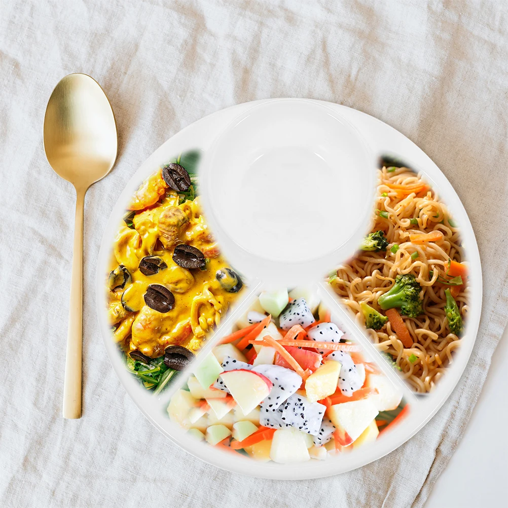 

2Pcs Divided Food Plate Set Premium Reusable Plastic Compartment Dinner Plate for Diet Portion Control Snack Salad Pasta Home