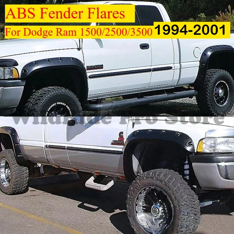

For Dodge Ram 1500/2500/3500 1994-2001 ABS Fender Flares | Textured Black Wheel Arches | Direct Bolt-On Heavy Duty Mud Guards