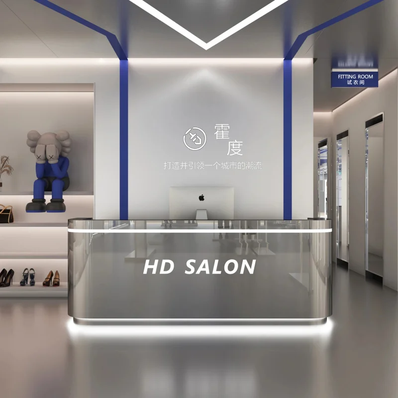 custom.High End Black Gold Silver Stainless Steel Front Desk Gold-Plated Cash Register Beauty Salon Bar Reception Desk