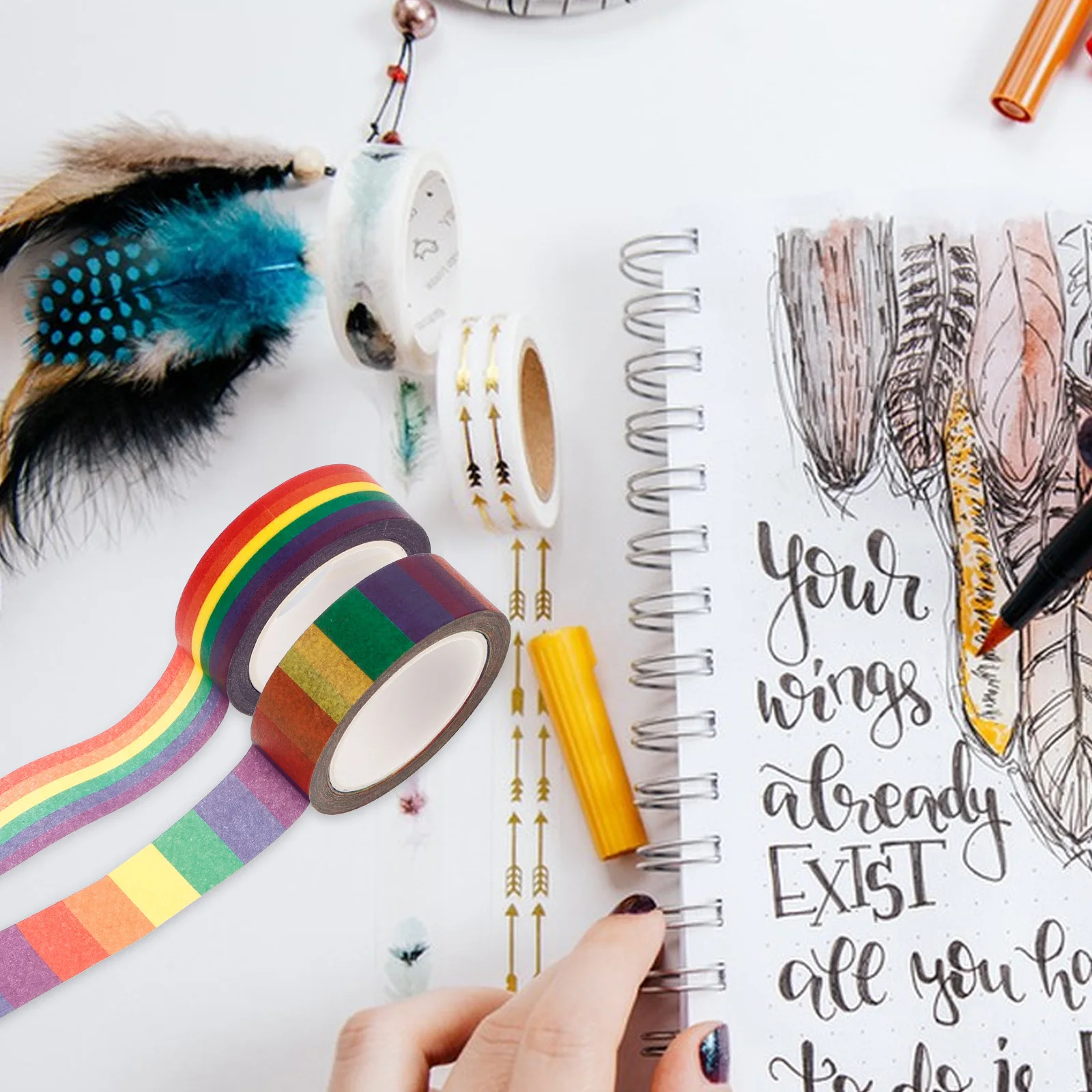 DIY Scrapbook Tapes 2 Rolls Multipurpose Japanese Paper Tape Clear Unfading Reusable Develops Kids Intelligence