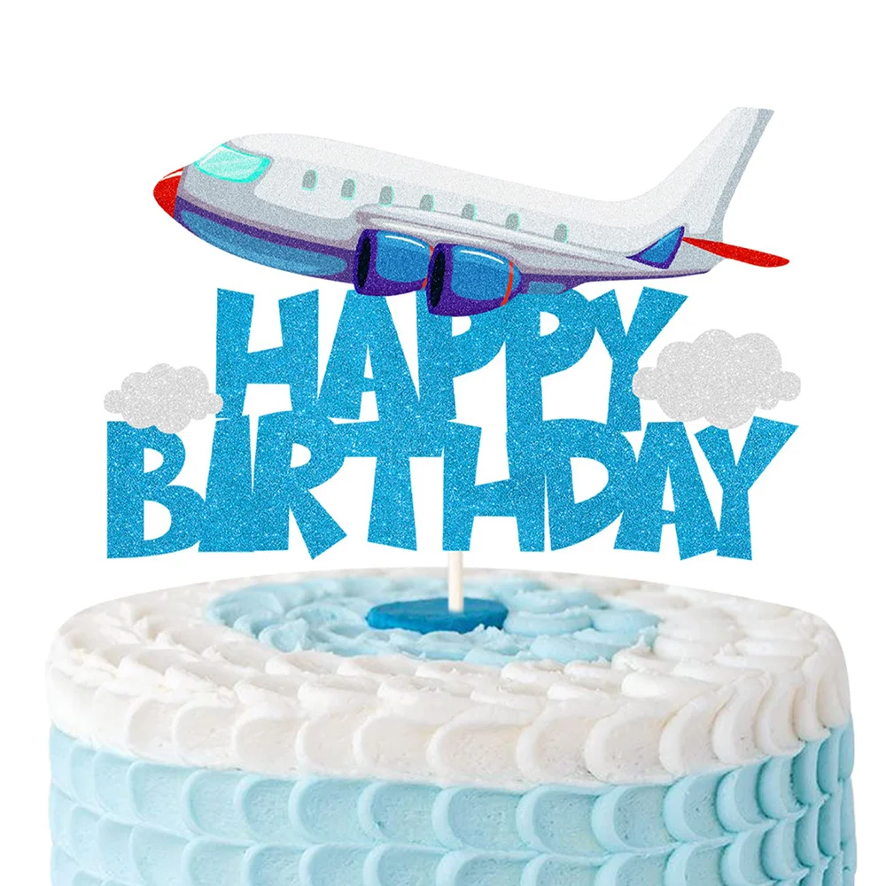 Airplane Birthday Cake Topper Airplane Travel Themed Birthday Party Decorations Supplies Plane Baby Shower Cake Decoration