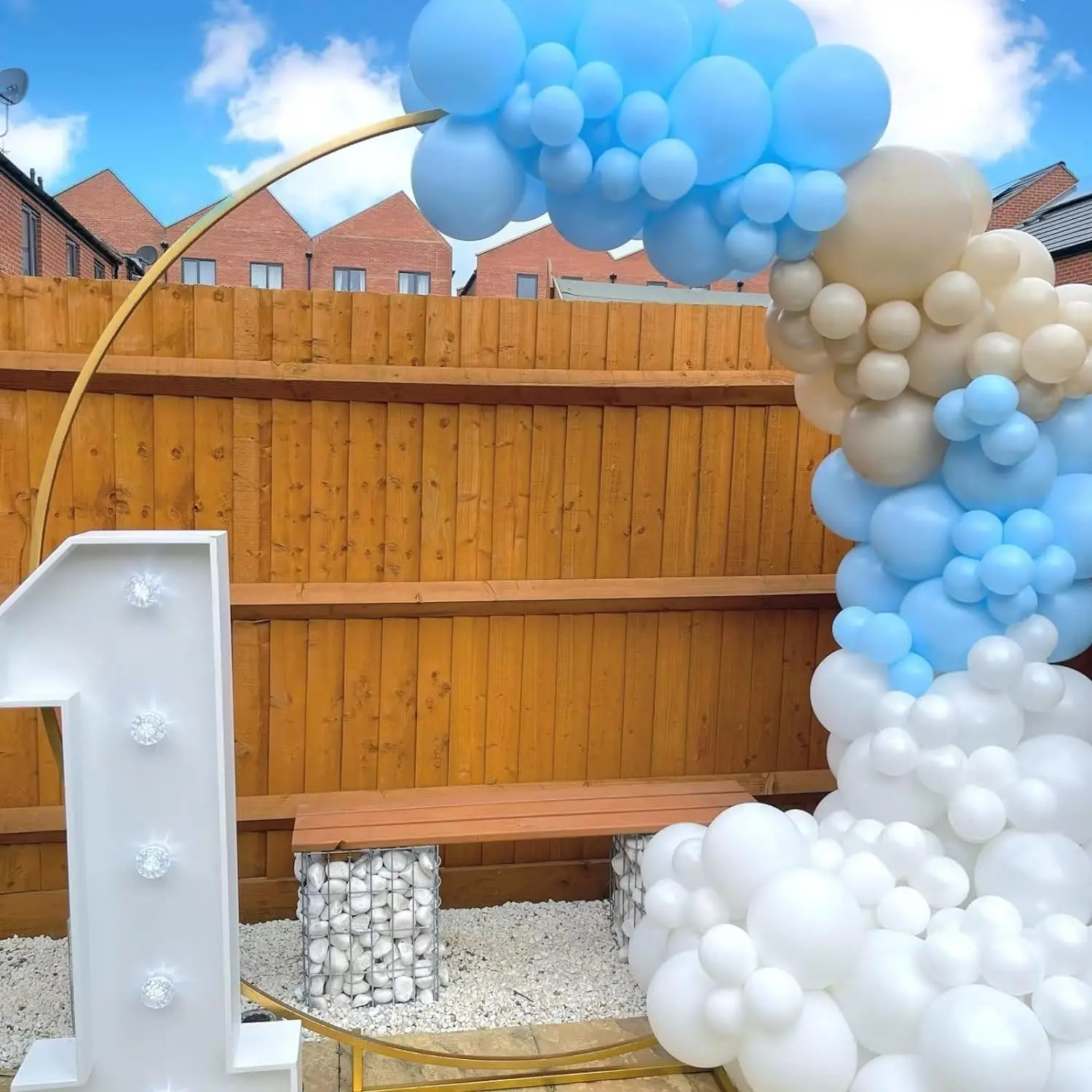 147-teiliges Ballon-Set aus blauem, sandweißem Latex, geeignet für Geburtstagsfeiern, Hochzeiten, Valentinstag-Party-Dekoration