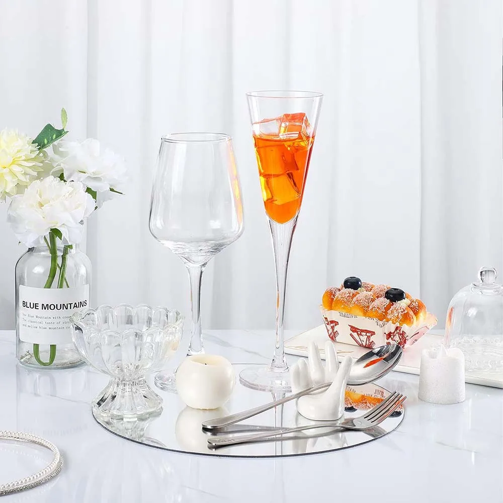 Round Acrylic Mirror Candle Plate Set, Round Mirror Base for Table Centerpieces,Round Mirror Wall Stickers Self Adhesive Mirrors