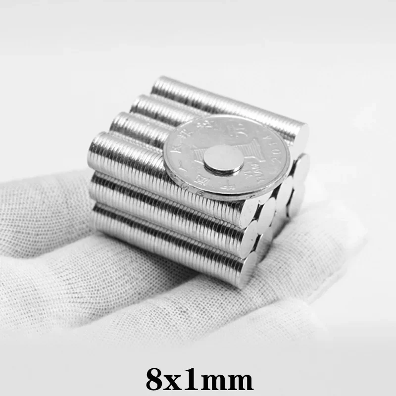 8x1mm Thin Powerful Strong Magnetic Magnet 8*1 Strong Disc Magnets For Fridge DIY, Building, Scientific, Craft, Education 8*1