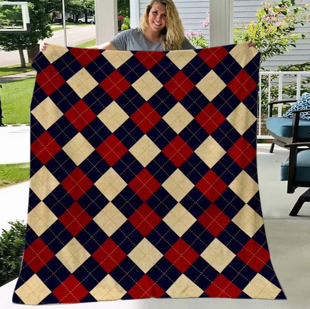 Red Green Blanket Christmas Buffalo Plaid Soft Flannel Cozy Warm Throw Blankets For Sofa Bed Snowfall Snowflake Country Style