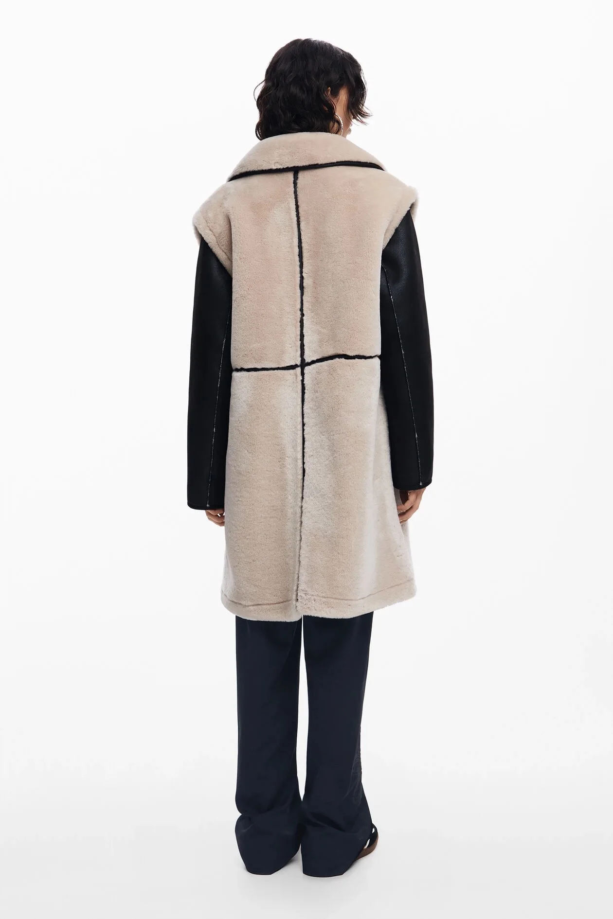 Foreign trade Spain original single women's coat, autumn and winter warm, thick, loose, long, spliced suit collar