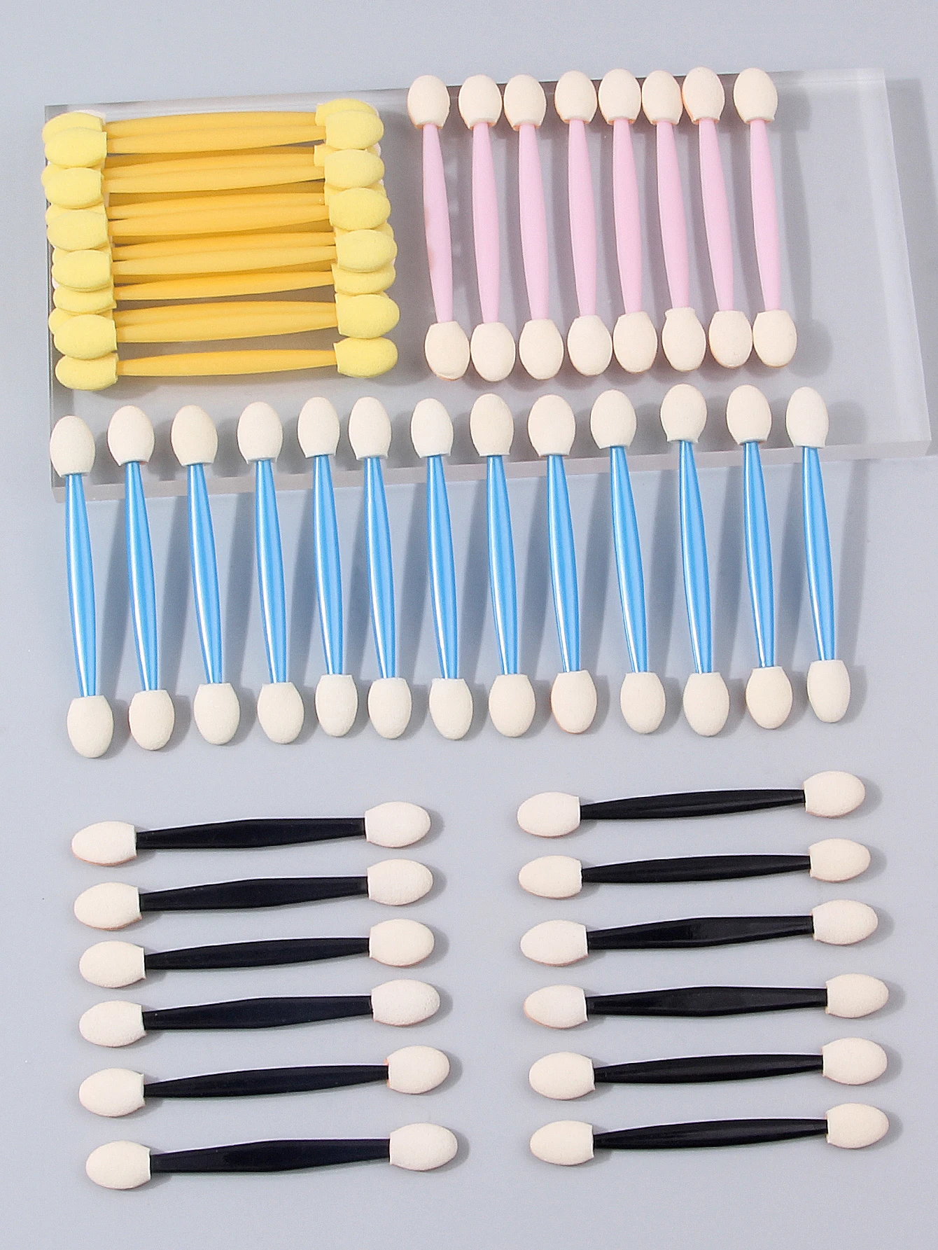 50PCS Dual-Ended ชุดแปรงอายแชโดว์,สี-TIP ฟองน้ํา Applicators สําหรับผสม/รายละเอียด, travel-Friendly เครื่องสําอางค์เครื่องมือสําหรับผู้หญิง