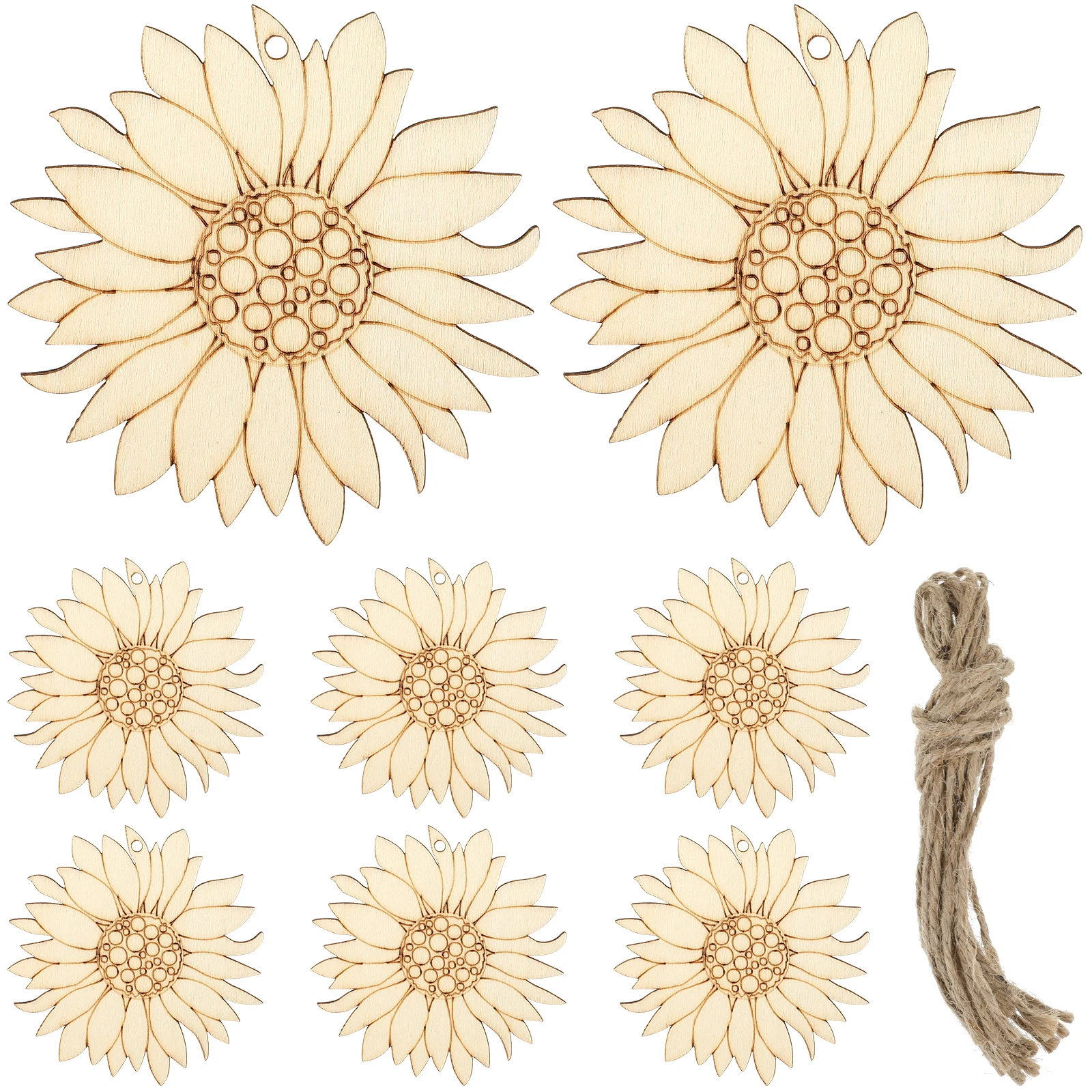 

10pcs Wooden Sunflower Hanging Decorations Wedding Party Home Holiday Wood Craft Embellishments Wall Tree Hallway Ornaments