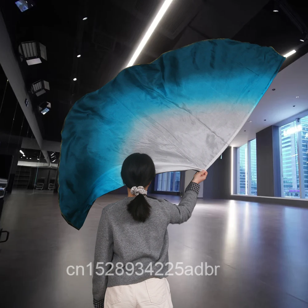 

100% Silk Oriental Dance Real Silk Veils Isis Wings With Stick No Stick Stage Performance Props Tie Dye Half Circle Customized