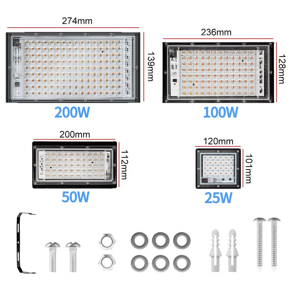 LED Plant Grow Light Full Spectrum Flower Seeds Vegetable Indoor Greenhouse Hydroponic Cultivation Growth Lamp 25W 50W 100W 200W