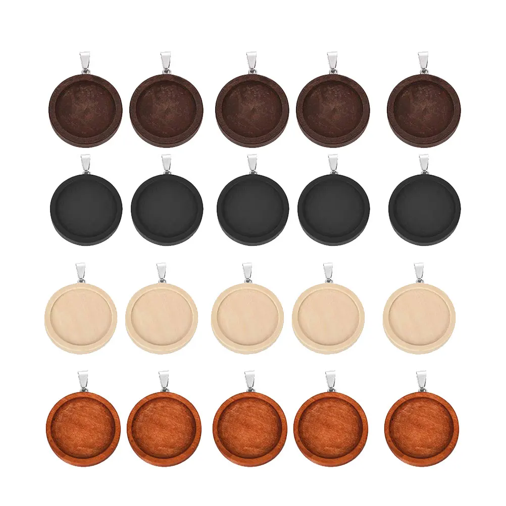 

Creative DIY Earring Set 25mm Wooden Base Stainless Steel Connector Lightweight Dangler Pendant Jewelry Safe Decoration