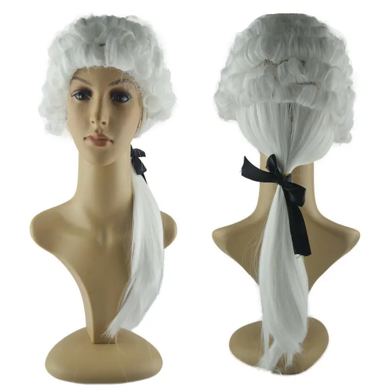 Festival Party Performance Props Judge Wig Cosplay White Wig