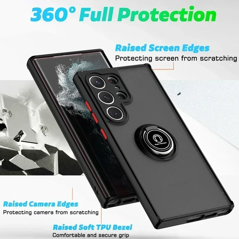 Magnetic Ring Matte Case For Samsung Galaxy S24 S23 S22 S21 S20  S10 S9 S8 Plus FE Note 8 9 10 20 Lite Plus Ultra Cover image 6